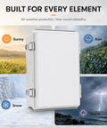 Super Heavy Duty IP67 Waterproof Junction Box With Secure Hinged Lid And Multiple Cable Glands Outdoor Electrical Enclosure in various weather environments.