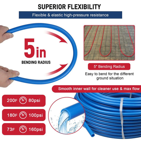 Half Inch Pex Tubing 100 Ft Two Rolls With EVOH Non Oxygen Barrier Durable Leak Proof Flexible Pex B Pipe used for radiant heating demonstration