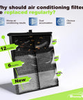 Comparison of cabin air filter at new, 6 months, and 12 months for Mazda 3 2014-2018 and Mazda 6 2014-2021 with visual wear indicators