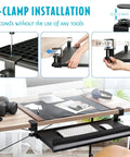 Big Ergonomic C Clamp Keyboard Tray With Slide Out Platform Under Desk And No Tool Setup Pull Out Keyboard And Mouse Tray