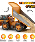 Remote Control Dump Truck With 360 Degree Rotation And Lights Kid Friendly Nine Channel RC Construction Toy dumping sand