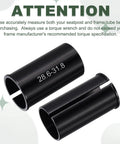 Sturdy Aluminum Bike Seat Post Shim Adapter 28.6 To 31.8 Mm For Mountain Road City And Electric Bikes Black 1 Pack