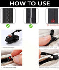 Zipper Repair Kit With Three Size Replacement Zipper Heads For Size 3 5 8 Nylon Metal Zippers Quick Install Detachable Pulls How-To Guide