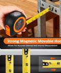 3-in-1 Laser Tape Measure With 197 Ft Laser Range And 16 Ft Manual Tape, Digital Level, Handy Distance Meter For Home Improvement, DIY Projects, Quick Accurate Readouts., black and orange tape measure with magnetic hook measuring wood and metal