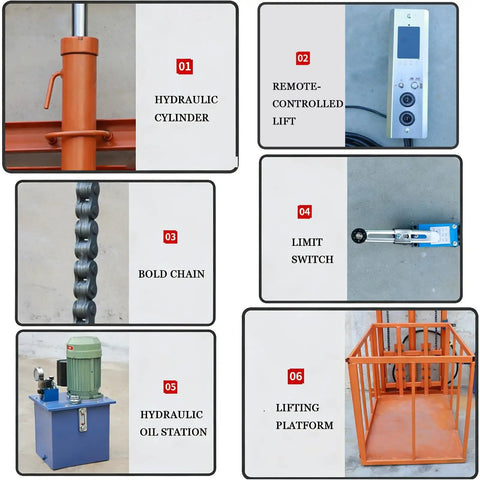 Hydraulic cylinder, remote-controlled lift, bold chain, limit switch, hydraulic oil station, lifting platform for Heavy Duty Hydraulic Scissor Lift Table 2200 Lbs Capacity 33 Ft Height Crushes Heavy Loads Without Breaking A Sweat For Warehouse Or Workshop Material Handling Easy Operation Cargo Elevator Platform.
