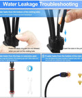 Water leakage troubleshooting for Adjustable Standing Misting System For Outdoor Patio, 4.1 ft height with tripod stand.