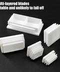 12 Pack White Square Tube Plugs For Furniture Legs And Frame Ends, PP inserts cap hollow tubes and pipe openings, multi-angle view