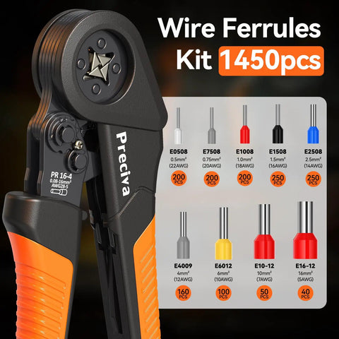 Kickstart Your Wiring Projects With This Killer Ferrule Crimping Tool Kit Made For AWG 28 To 5 Cables Including Heavy Duty Wire Stripper And 1450 Brass Connectors Plus Storage Box, ferrules kit
