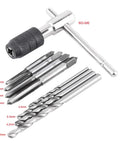 Tap Wrench Set 9 Piece Must Have Threading Tool Kit With Screw Taps And Drill Bits for Metal and Wood Thread Cutting