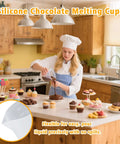 Chef using Go To Silicone Chocolate Melting Cup Set With 4 Measuring Cups 250ml And 350ml And 4 Heat Resistant Jar Spatulas