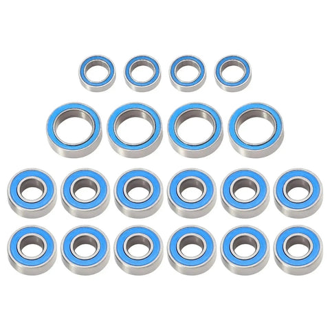 20 Piece Rubber Sealed Ball Bearing Kit For TT01 TT01E TT01D TT02B 1/10 RC Car Upgrades Parts And Accessories Smooth Spin Reduced Friction Durability Easy Install Great Pro Quality Upgrade, blue sealed bearings
