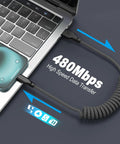 Retractable Braided USB A To USB C Car Charger Cables 2 Pack 3 Ft Ultra Fast Charge for iPhone 17 shown connected to laptop