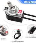 Two Pack SPST Toggle Switches Latching On Off Two Position Rocker Arm 6A AC125V And 10A DC12V With Beefy Wire Leads