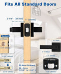 Diagram showing dimensions of Privacy Door Lock Set 10 Pack Matte Black Keyless Door Handles, fits standard doors, heavy-duty zinc alloy.