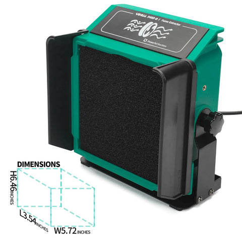 Tiltable Solder Fume Extractor With 8 Extra Filters Solder Smoke Absorber with dimensions for electronics workbench