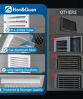 Comparison of 8x8 aluminum gable vent with screen and louvers against other products, highlighting pre-drilled holes and durability.