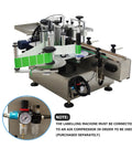 Premium Automatic Labeling Machine For Round Bottles High Speed Label Applicator with heavy duty conveyor chain and air compressor setup.