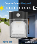 30W LED Wall Pack With Dusk To Dawn Sensor, 3600LM Ultra Bright Outdoor Flood Light In Rugged Aluminum Housing, IP65 Waterproof
