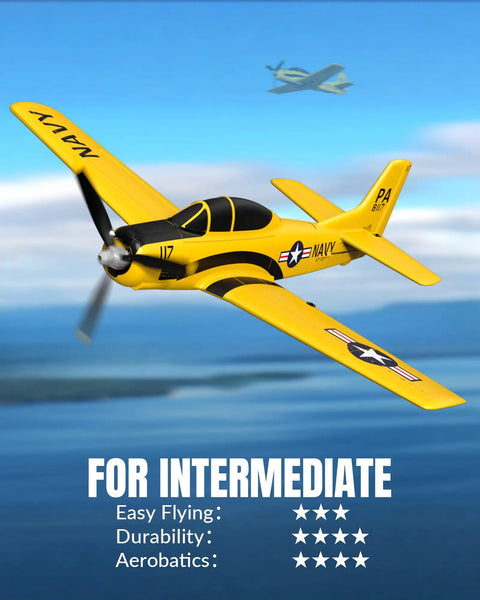 Beginner Friendly RC Plane T28 Trojan Warbird With Aileron 4CH Remote Control 2.4GHz Link Xpilot Stabilization in flight