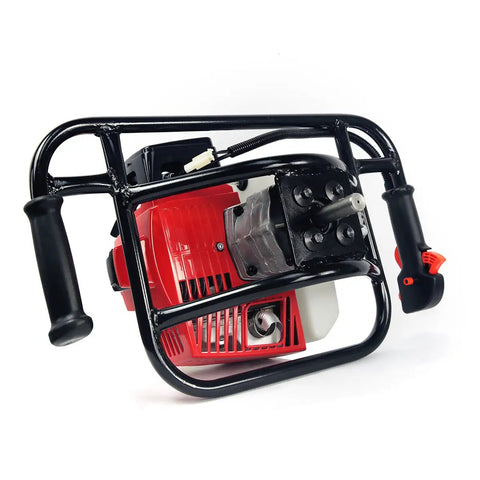 V-Type 63cc Gas Post Hole Digger One Man Auger With 12 Inch Bit Set frame and engine close-up