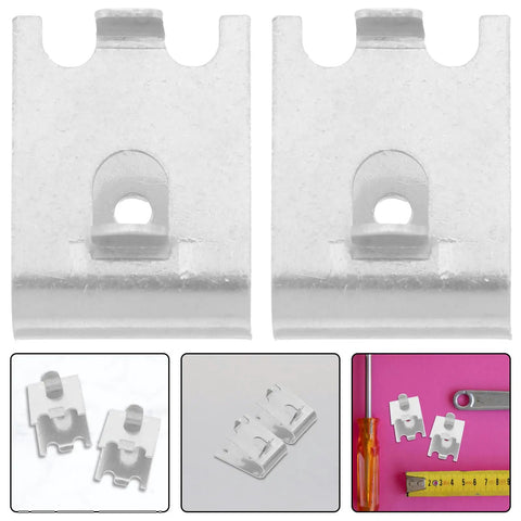 Refrigerator Shelf Support Clips No Tools Required 8 Pack Stainless Steel Brushed Surface Clip On Brackets shown close-up