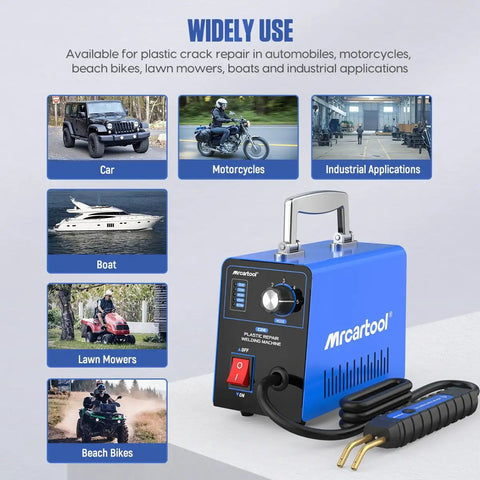 Plastic Welder Kit With 600 Hot Staples And 5 Level Adjustable 110V Power Hot Stapler for car, motorcycle, and boat repair.