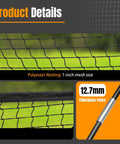 Close-up of 30-Foot Portable Baseball And Softball Batting Cage for Backyard Practice, 1-inch mesh netting and 12.7mm fiberglass poles.