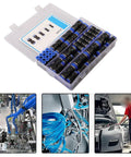 Super Cool 60Pcs Pneumatic Push Connectors Kit With Quick Release Air Hose Fittings In 4mm To 12mm For Auto Repair And Woodworking Jobs Plus Durable Plastic Straight Adapters Assortment Set That Saves Time. 60pcs plastic air hose fittings in a storage case
