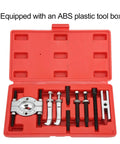 Pro Grade Bearing Puller Set 9Pcs Portable Bearing Separator Kit in ABS plastic toolbox, showing metal splitter components