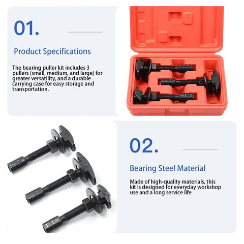 Heavy Duty Rear Axle Bearing Puller Tool Slide Hammer Extractor Kit With Three Sizes Plus Portable Case Makes Your Garage Hustle Go Faster On Any Vehicle And Keeps Setup Tidy For Simple Car Work By Beginners, steel pullers in case