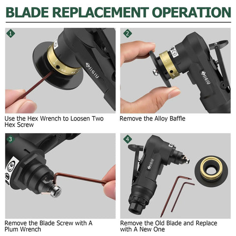 Blade replacement steps for Mini Pneumatic Chamfer Tool With 22 Blade Cutter Head, 30000 RPM Beveler For Metal And Wood
