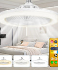Socket Fan Light With Remote 10 Inch Ceiling Fan With Lights 2000 Lumens Dimmable LED Bulb installed in bedroom