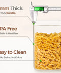 Two Pack 3.6 Qt Square Glass Food Storage Jars With Lids A Kitchen Must Have For Flour Sugar Rice Pasta Oats Coffee Beans Keeps Your Pantry Organized And Fresh Clear See Through Design with pasta inside
