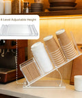Clear Acrylic Coffee Cup And Lid Holder With Straw Organizer Five Compartment Disposable Cup Dispenser in kitchen setup