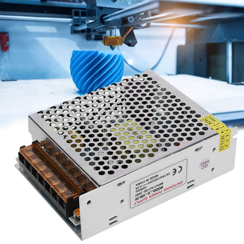 24V DC Power Supply Driver for LED strip lights and 3D printers, 100W output, aluminum alloy enclosure, close-up view