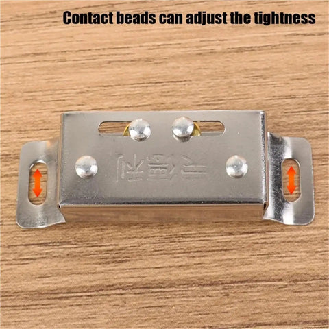 Double Roller Catch Stainless Steel Door Latch Touch Type Anti Riot Lock close-up showing contact beads for tightness adjustment