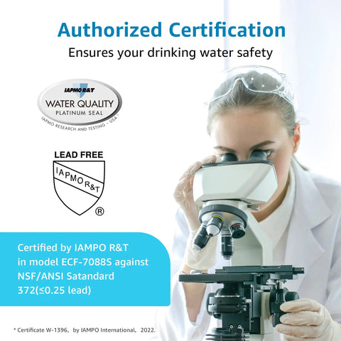 Scientist testing Top Notch Fluoride Filter Replacement for Berkey PF-2 Gravity Water Filter, NSF ANSI 372 Certified