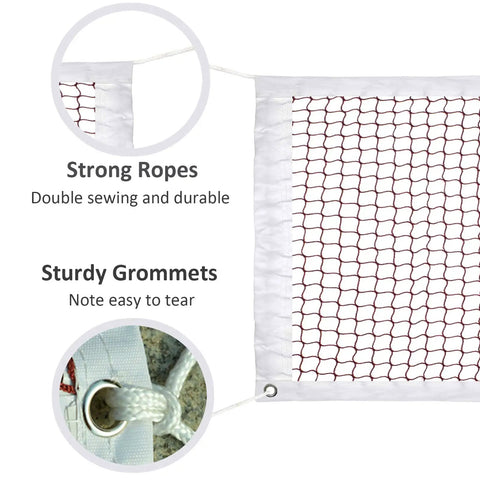Close-up of Replacement Badminton Net For Indoor And Outdoor Play 20 Feet By 2.5 Feet Durable Weather Resistant Mesh grommets and ropes