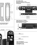 Schematic diagram of Built Tough 6-Inch Hidden Door Hinge With 3 Way Adjustable Concealed Mechanism, showing dimensions and adjustments.