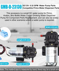 Water Pump Kit for Primo, Avalon, and Brio Bottled Water Dispensers, 12V DC, 0.32 GPM, Replacement DP005A2, Easy DIY Install, Fix Slow or No Water Flow, Keeps Your Water Cooler Pumping, black pump with wiring, 4.93 x 3.35 x 2.1 in
