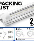 Packing list of 2 pack T8 LED Shop Light 4Ft 40W 5500 Lumens 5000K Daylight With Clear Cover V-Shape Fixture