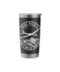 Sailplane Pilot Club Insulated Stainless Steel Tumbler featuring glider design and 'Real Pilots Don't Need Engines' text.
