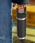 Person holding Rambler water bottle with Chug Cap Lid Replacement For Rambler Water Bottle 18 Oz 26 Oz 36 Oz 64 Oz Screw Top Fits Rambler Models