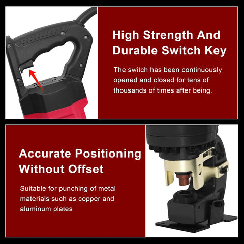 Beast Mode 22 Ton Electric Hydraulic Hole Puncher handle and positioning details for precise metal punching