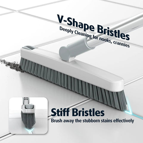 Pro Grade Grout Brush With Long Handle, 180 Degree Swivel Scrub, V-Shape Grout Line Scrubber With Stiff Bristles on tile grout