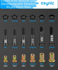 Heavy Duty Rivet Nut Gun Tool Kit With 40% Less Effort And Dual Leverage Design For Fastener Installation Includes Carbon Steel Arms Non Slip Handles plus Eighty Piece Set Of Metric And Sae Mandrels Plus Storage Case, M6 to 3/8-16 mandrels and rivet nuts
