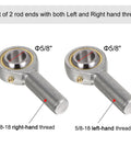 Heavy Duty Male Rod End Bearings, 5/8 18 Thread Self Aligning Spherical Joint Kit with Jam Nuts, Left and Right Hand Threads for Smooth Rolling.