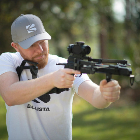 Easy Install Folding Stock Crossbow Adapter For BAT And BAT Reverse Crossbow in use outdoors