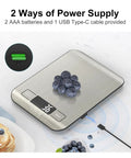 No Fuss Digital Kitchen Scale With 33 Pound Capacity 1 Gram Precision Stainless Steel Surface Type C Charging Or Batteries Ideal For Meal Prep Cooking And Baking with blueberries on top