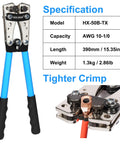 Heavy Duty Battery Cable Crimp Tool With Six Die Set For AWG 10 To One Zero Gauge And 6mm2 To 50mm2 Pro Grade Lug Crimper